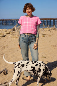 Grid Crop Top - Pinky