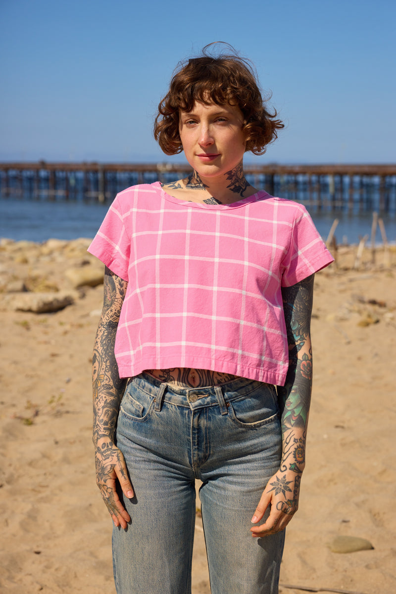 Grid Crop Top - Pinky