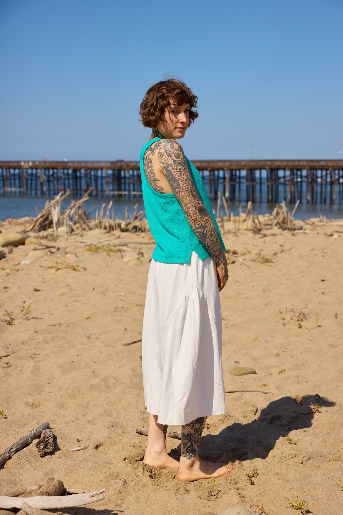 Terry Snap Tank - Juniper