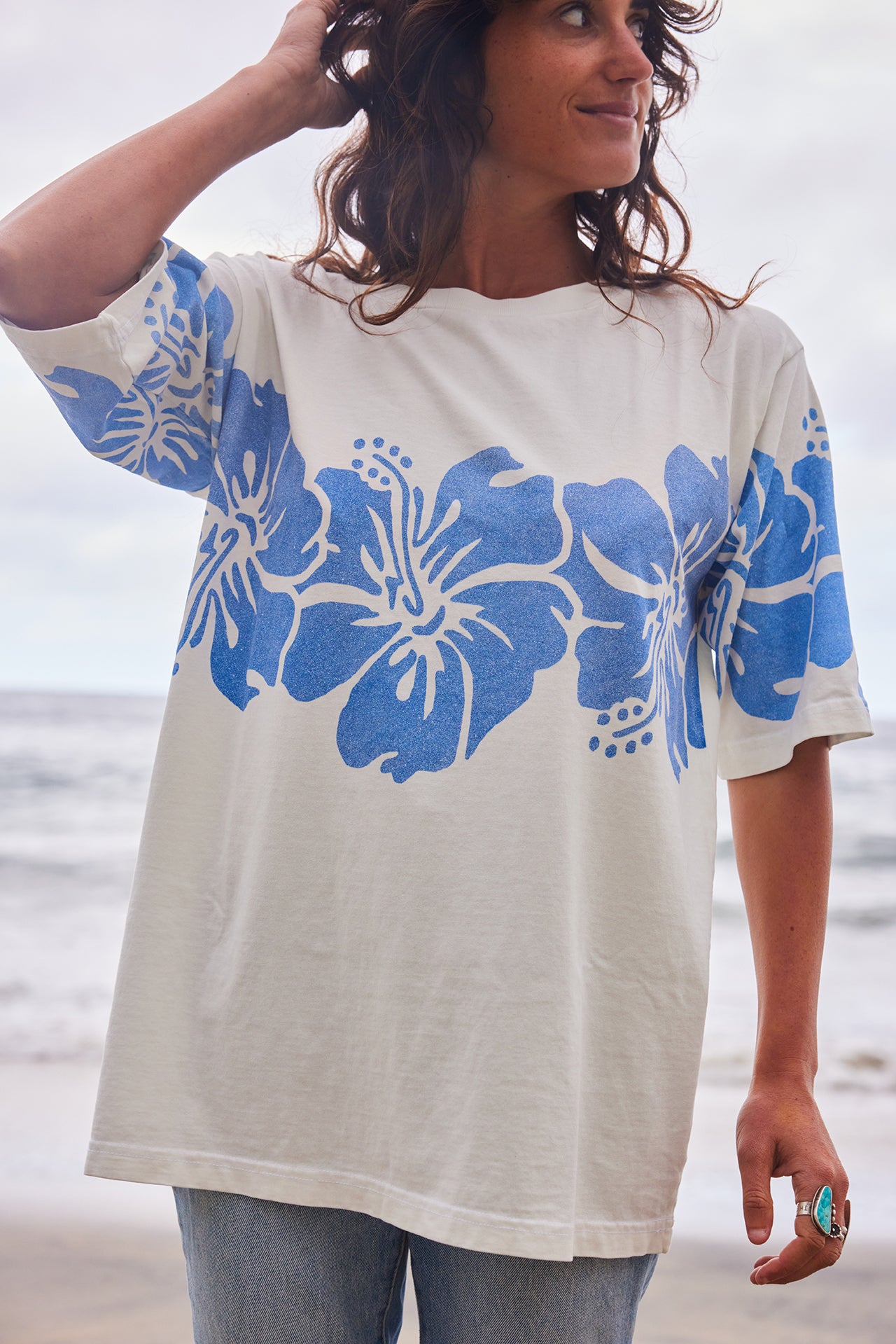 Hibiscus Tee Blue - Main Image